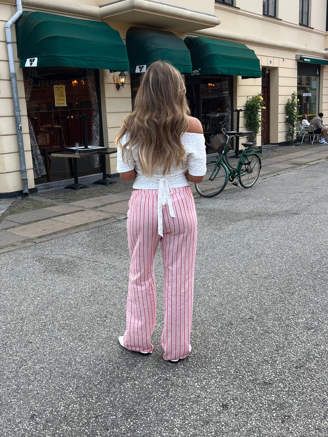 Liora stripet hørbukser - Lyserød/Pink