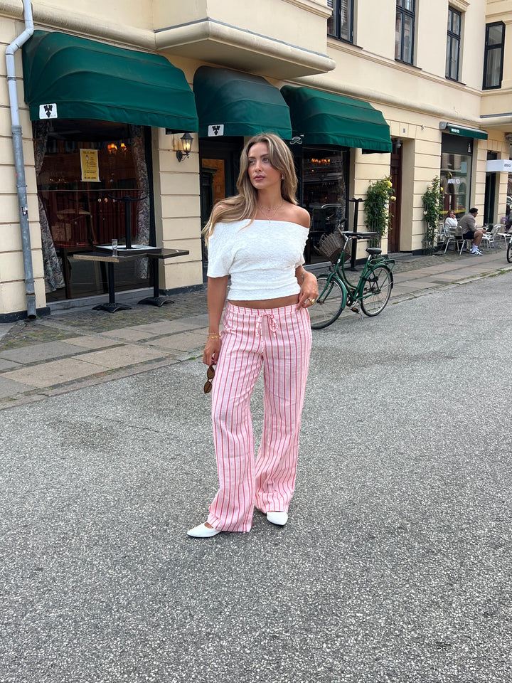 Liora stripet hørbukser - Lyserød/Pink