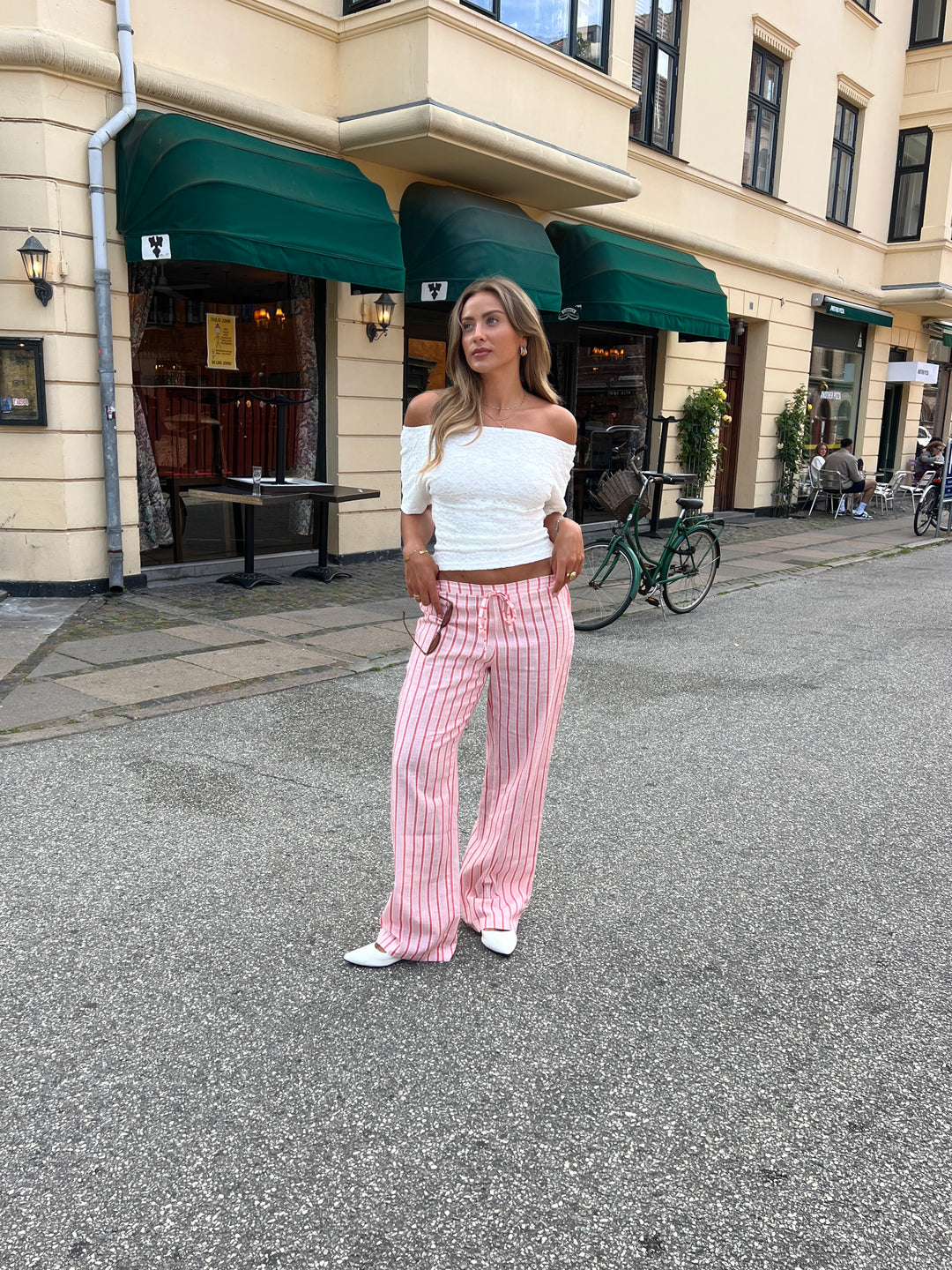 Liora stripet hørbukser - Lyserød/Pink