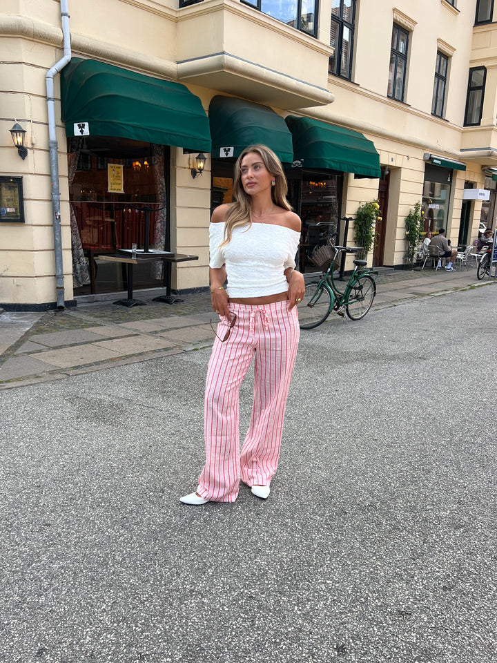 Liora stripet hørbukser - Lyserød/Pink
