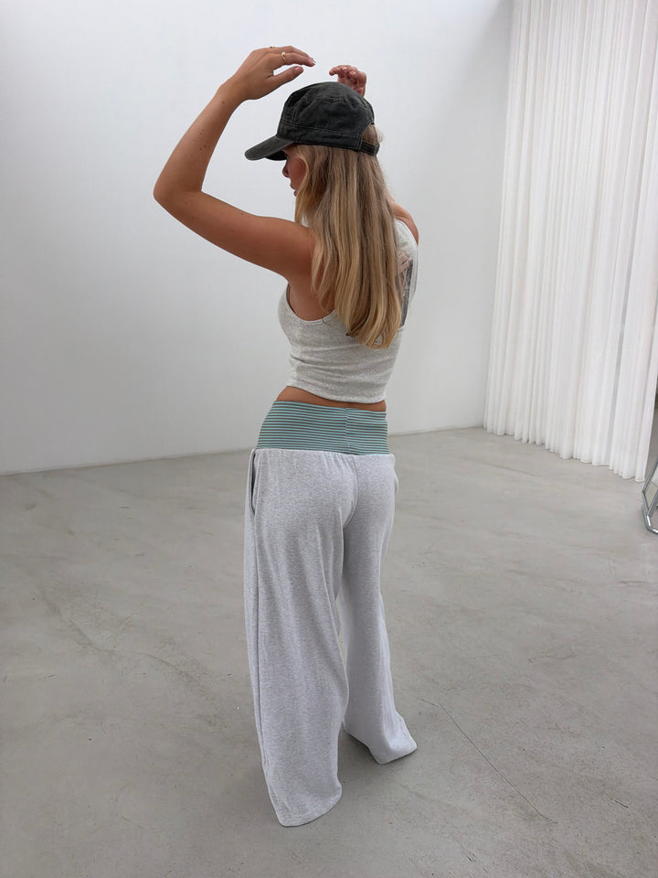 Wela stribet sweatpants - Grå mélange