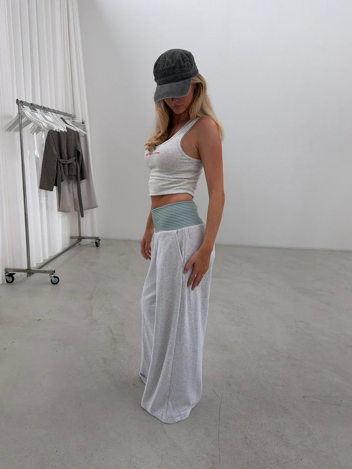 Wela stribet sweatpants - Grå mélange