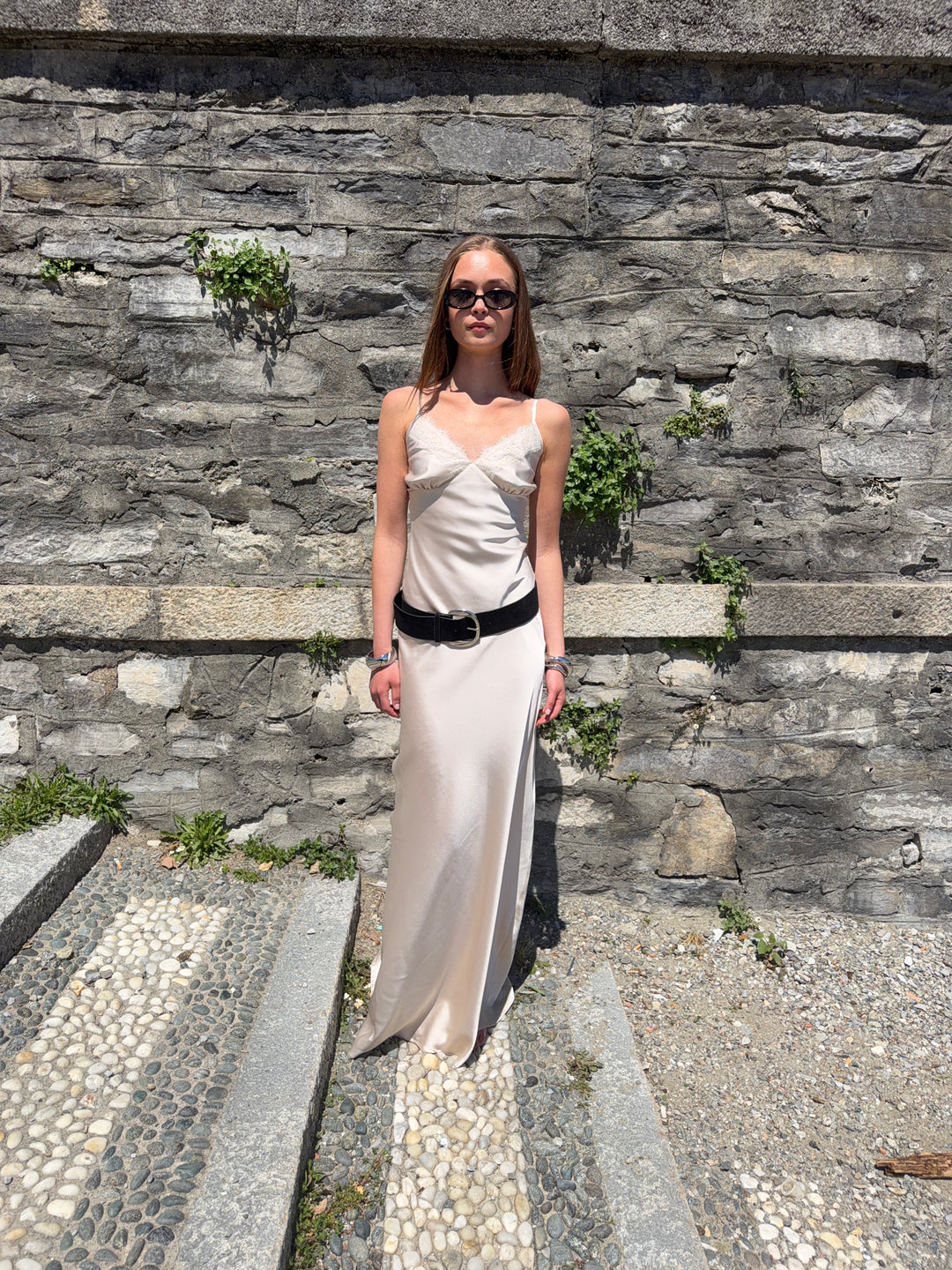 Sambia satin maxi kjole - Champagne