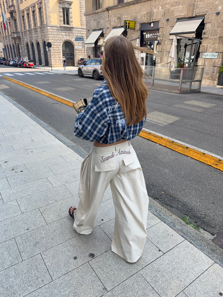 Paola deep pleats pants - Cremehvid