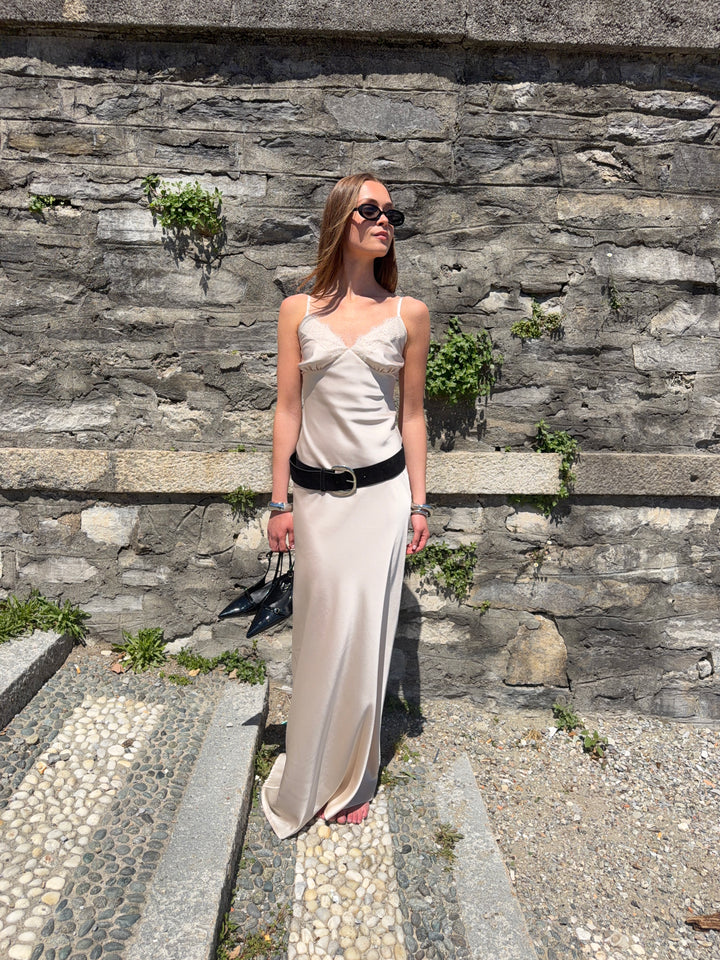 Sambia satin maxi kjole - Champagne