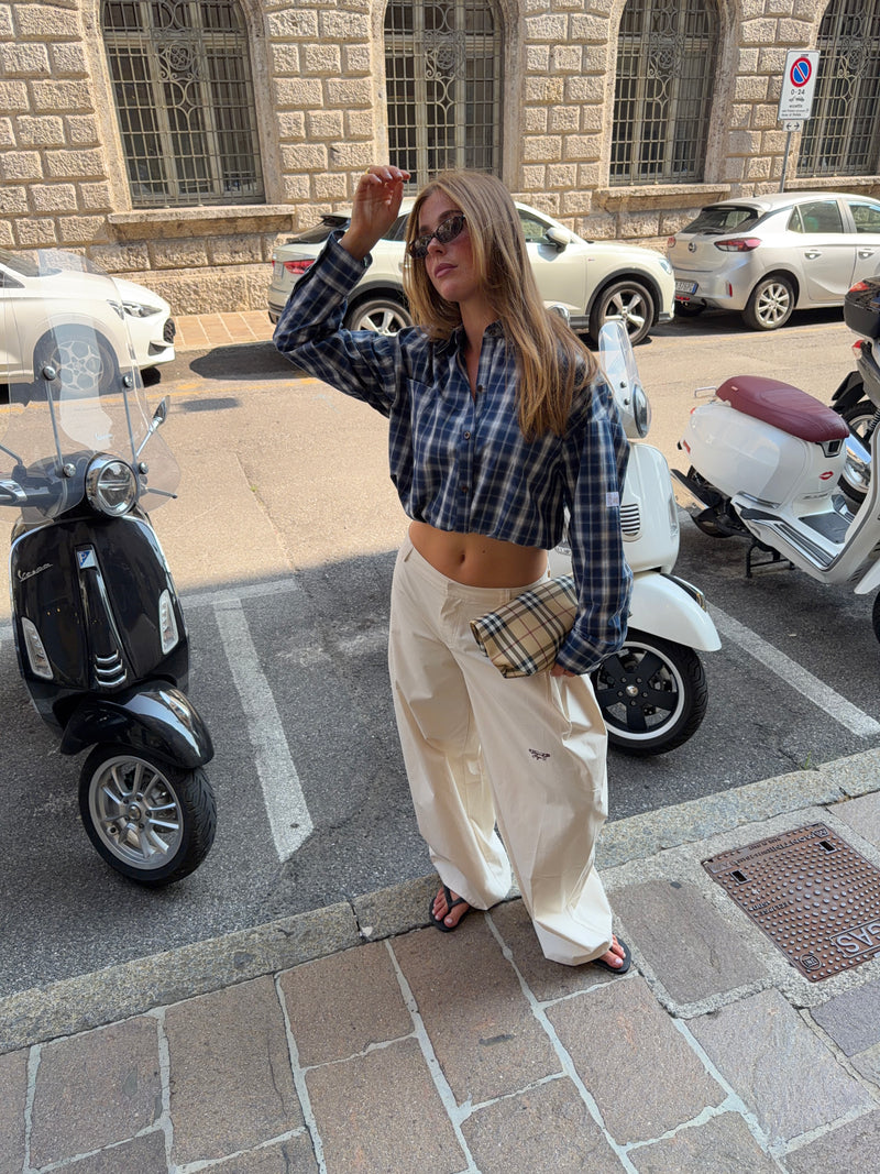Paola deep pleats pants - Cremehvid