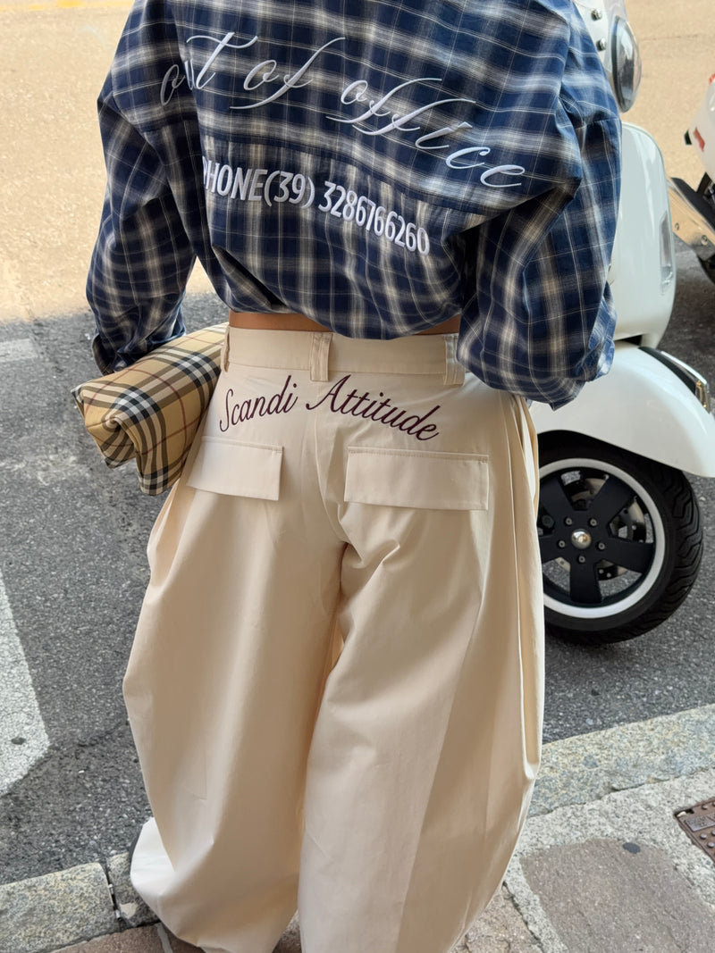 Paola deep pleats pants - Cremehvid