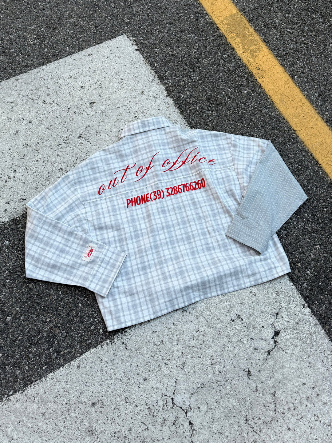 Hilma dobbelt boxy shirt - Lysegrå/hvid