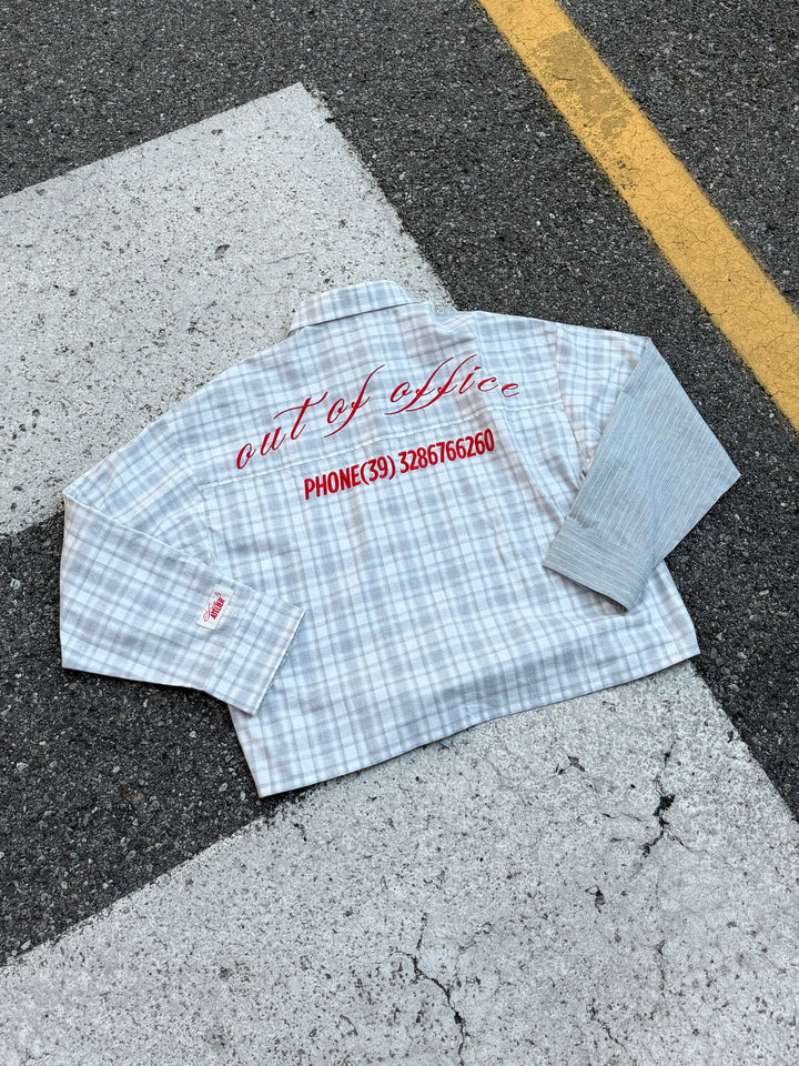 Hilma dobbelt boxy shirt - Lysegrå/hvid