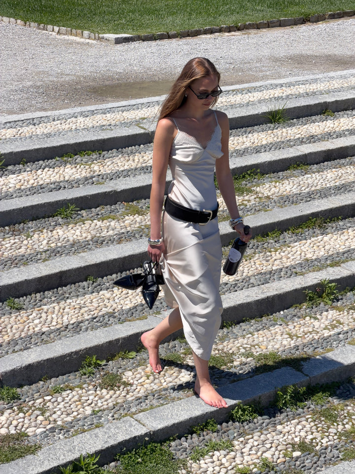 Sambia satin maxi kjole - Champagne