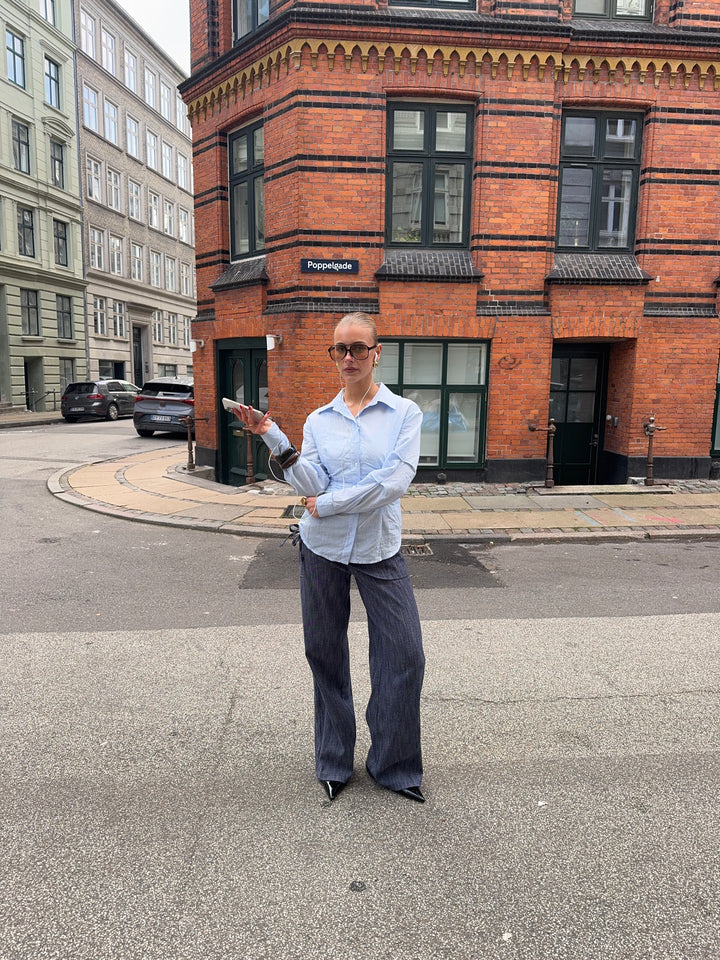 Liana bindedetalje denim jeans - Medium blå