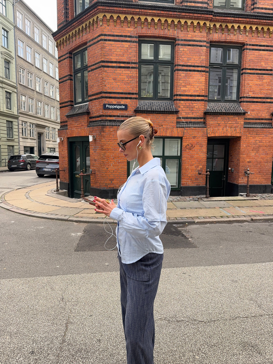 Chloe smock skjorte - Blå/Hvid