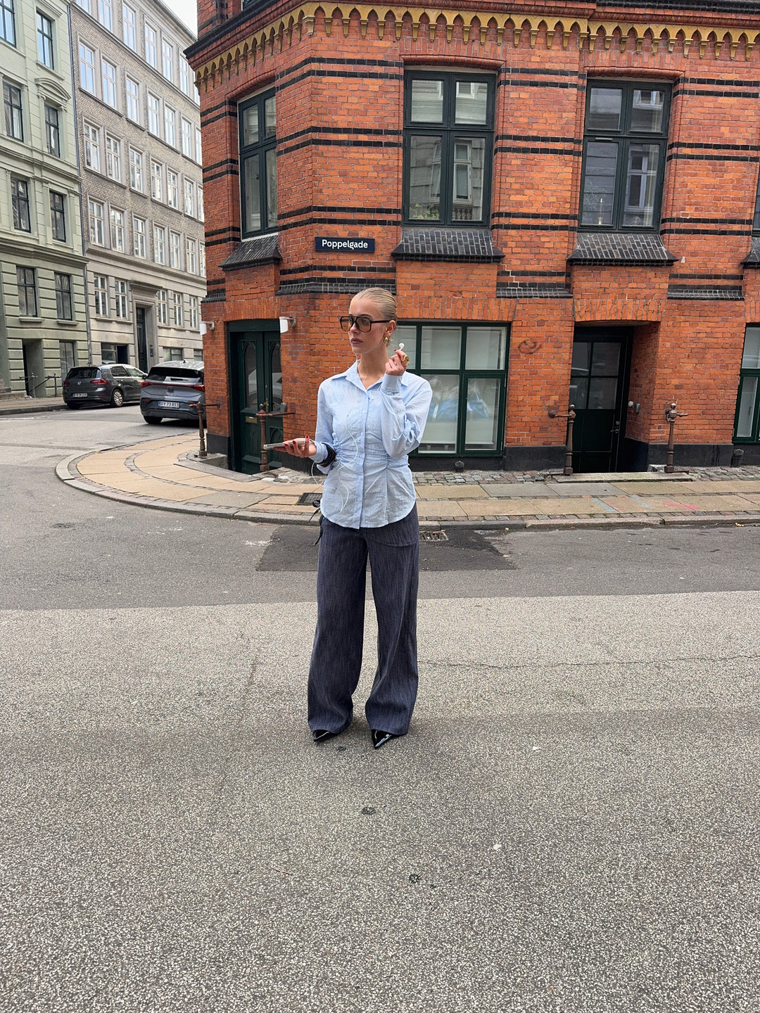 Chloe smock skjorte - Blå/Hvid