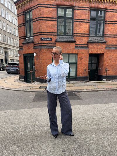 Chloe smock skjorte - Blå/Hvid