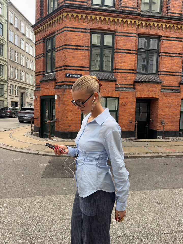 Chloe smock skjorte - Blå/Hvid