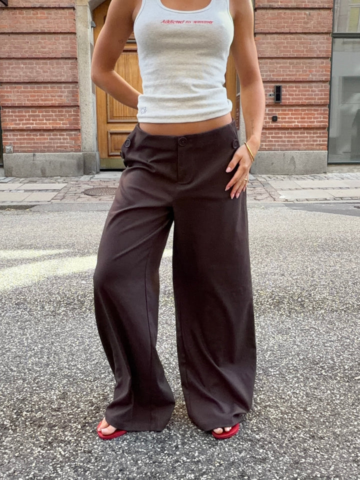 Sia løse suit pant - Mørkebrun