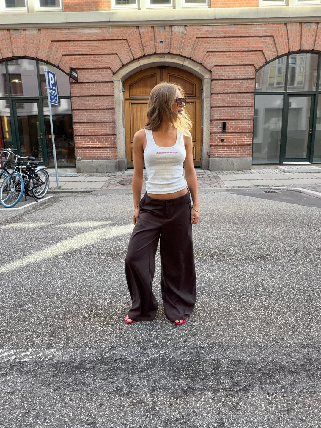 Sia løse suit pant - Mørkebrun
