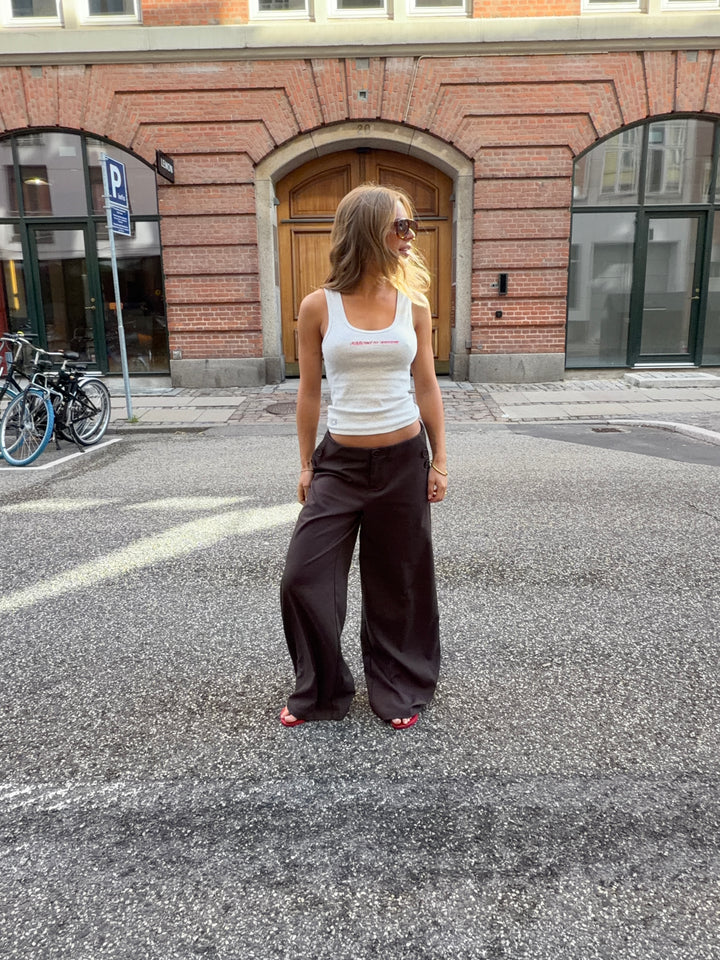 Sia løse suit pant - Mørkebrun