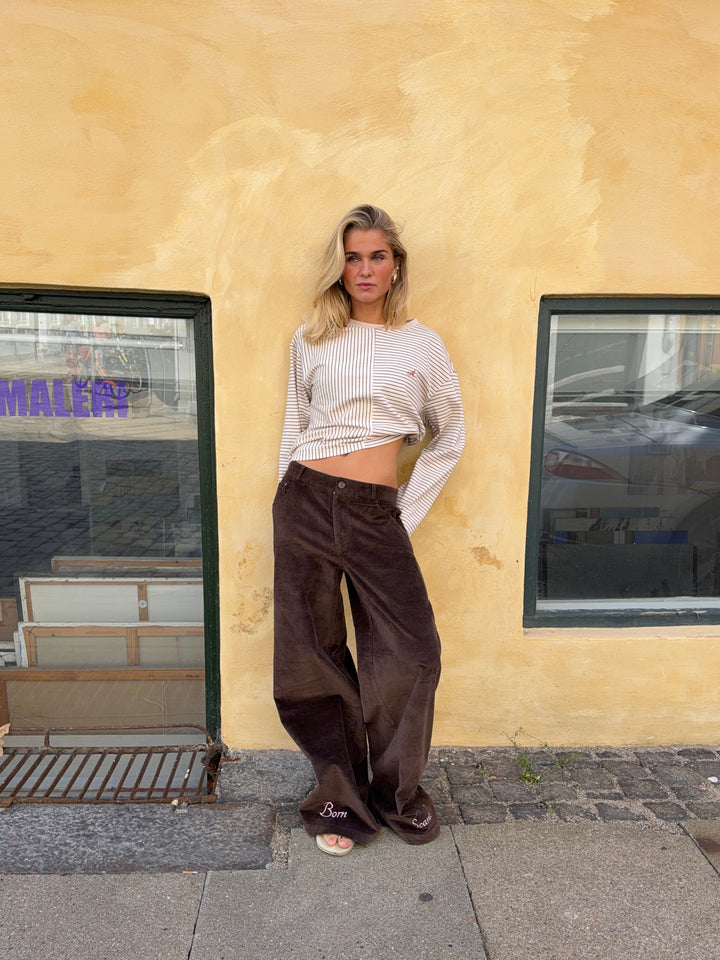 Lumi pinstribet langærmet polo - Brun/hvid