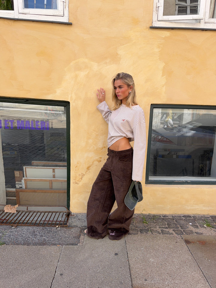 Celina baggy fløjlsbukser - Mørkebrun