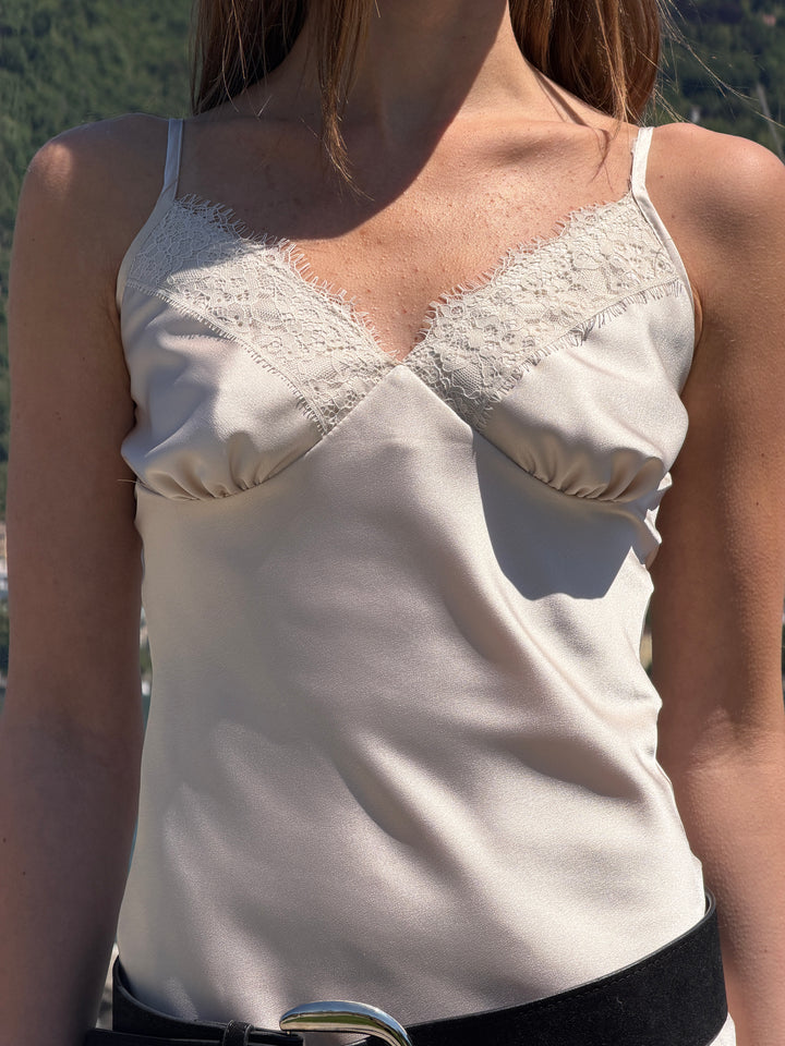 Sambia satin maxi kjole - Champagne