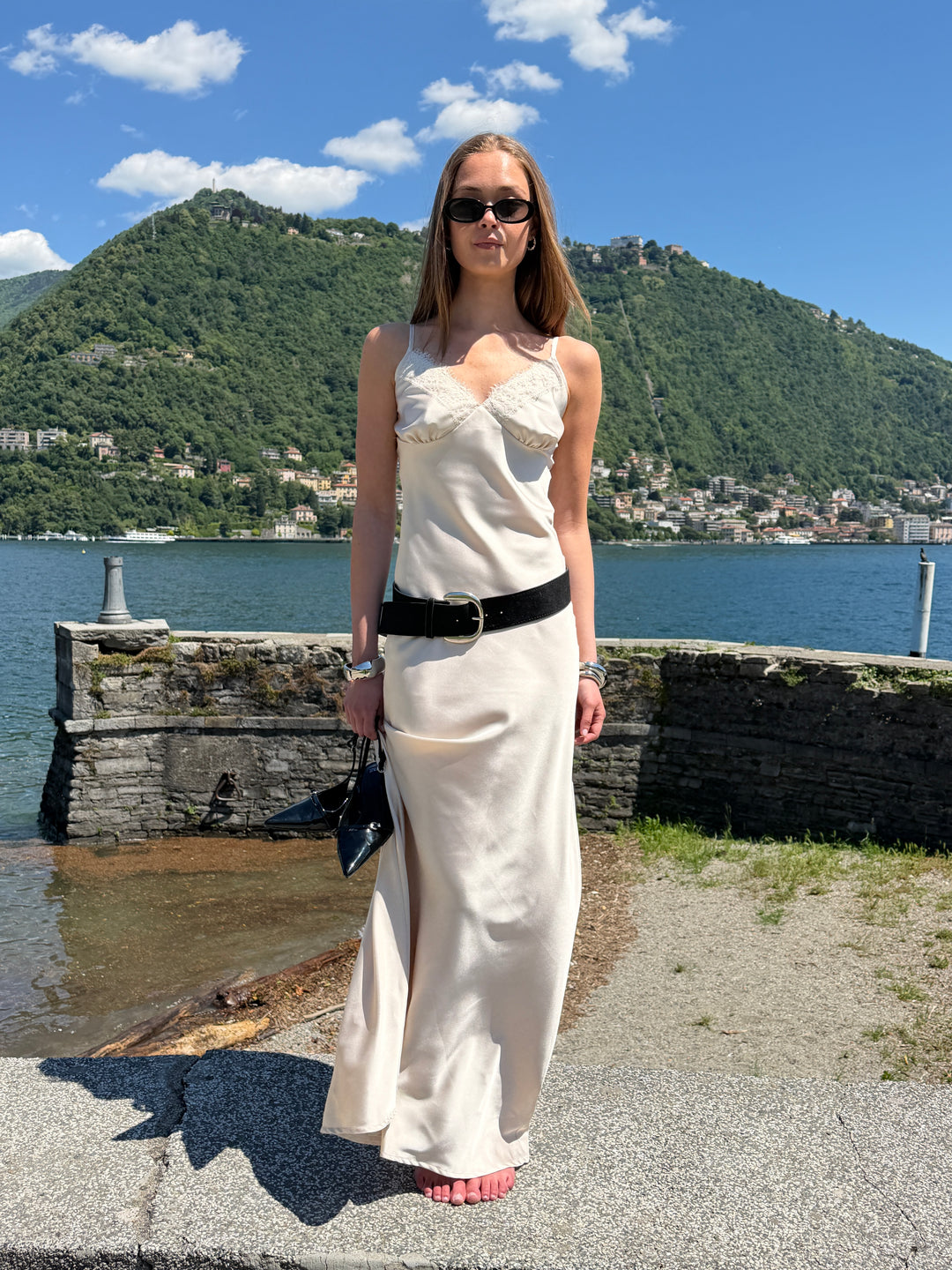 Sambia satin maxi kjole - Champagne