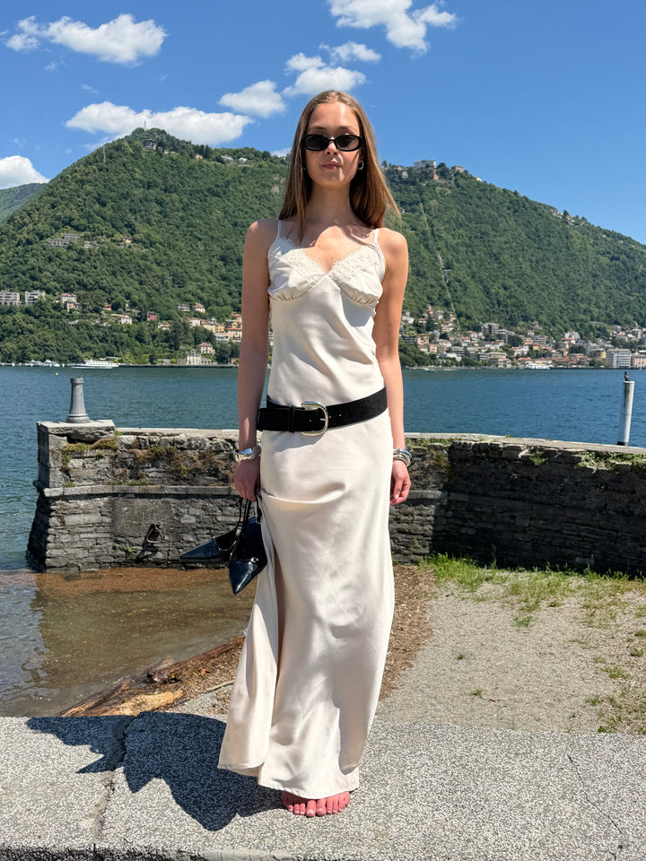 Sambia satin maxi kjole - Champagne