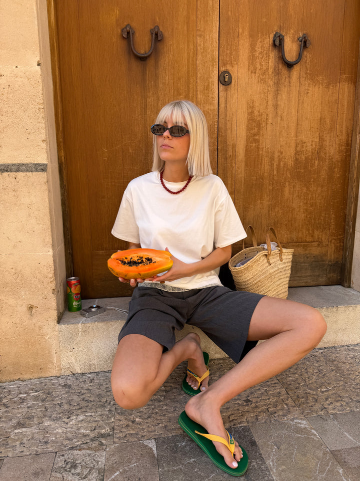 Evy boxy blonde/Jersey t-shirt - Hvid