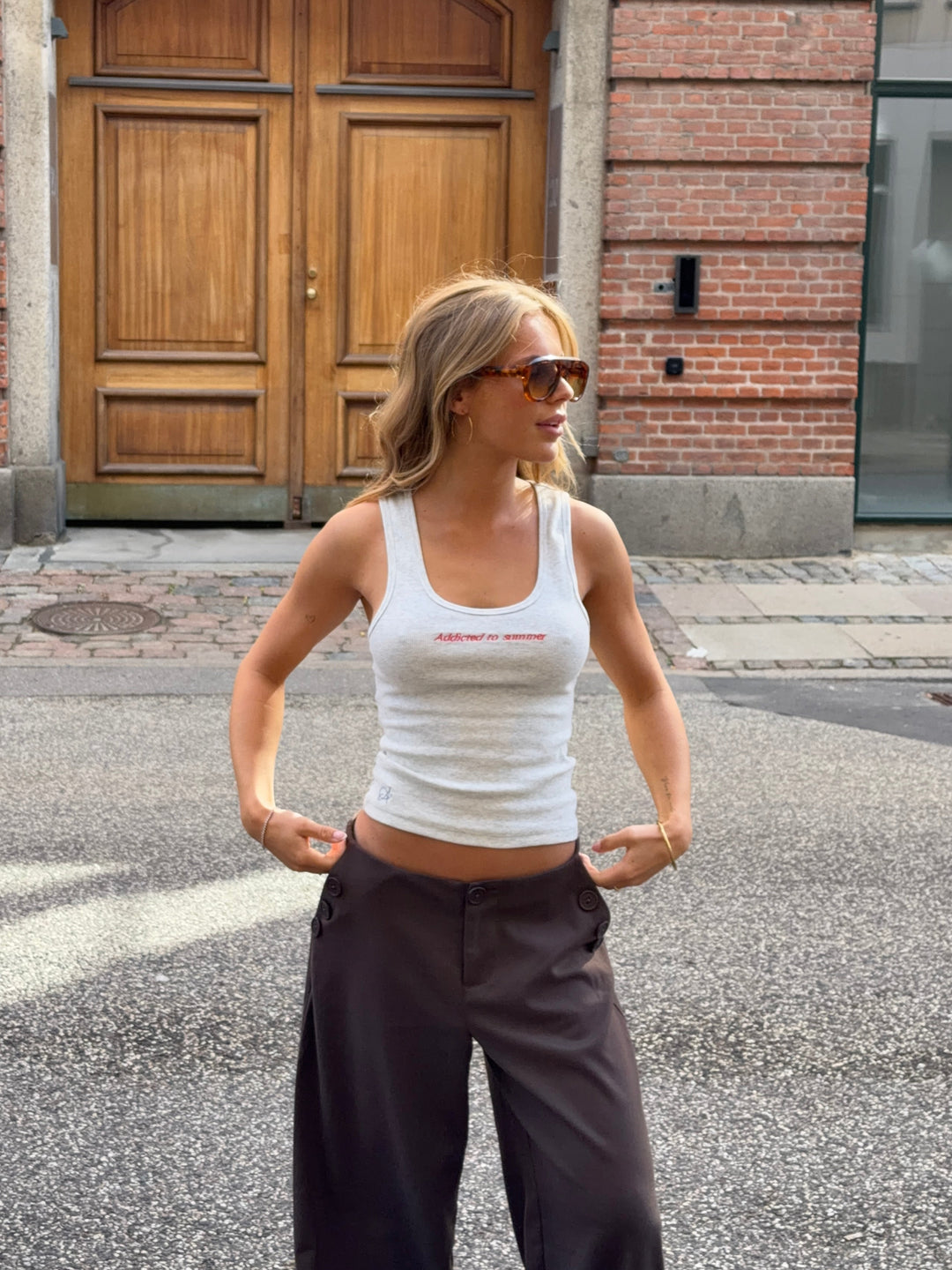 Nala tanktop - Mélange lysegrå