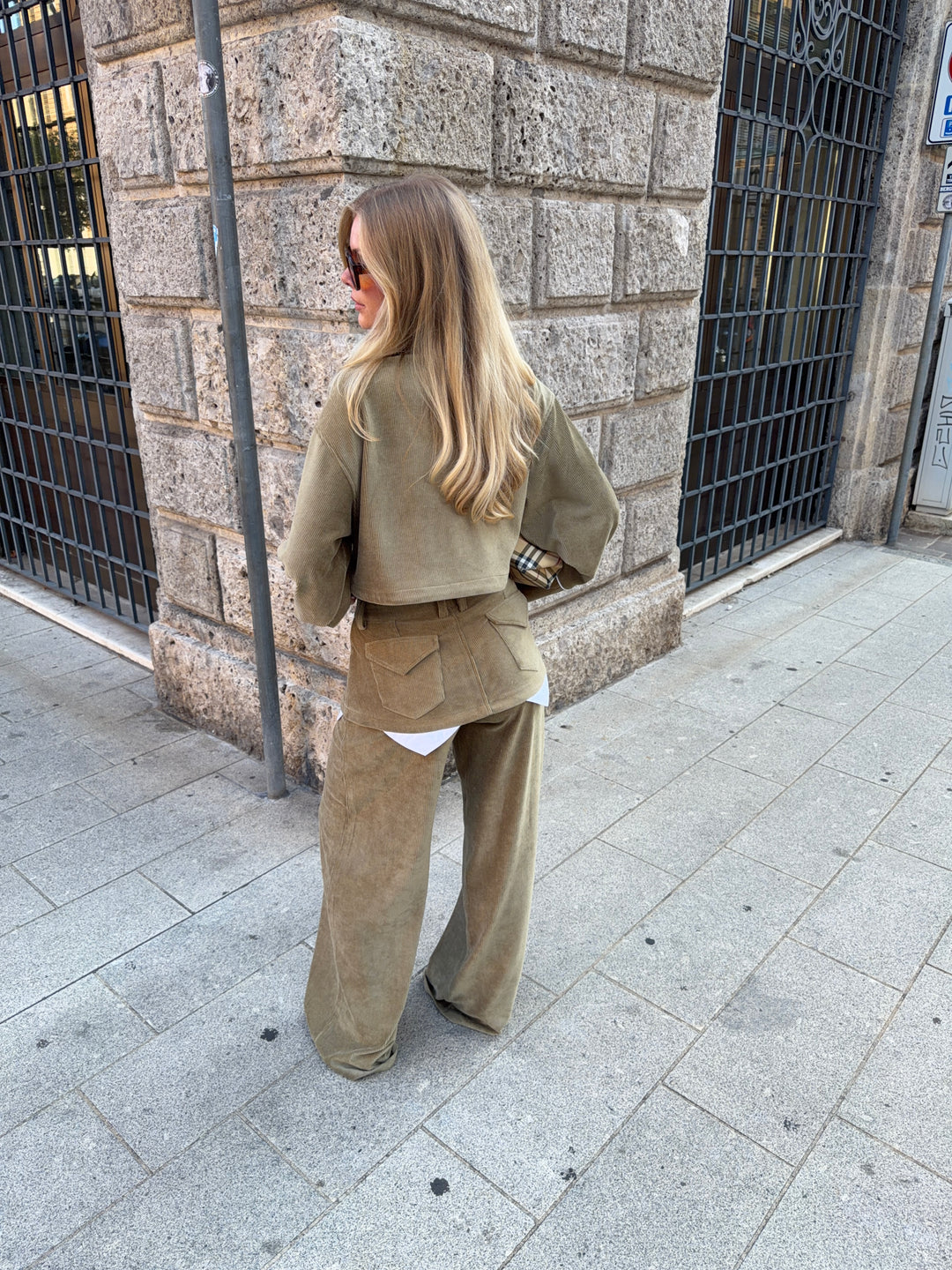 Elora skirt baggy fløjls bukser - Grøn