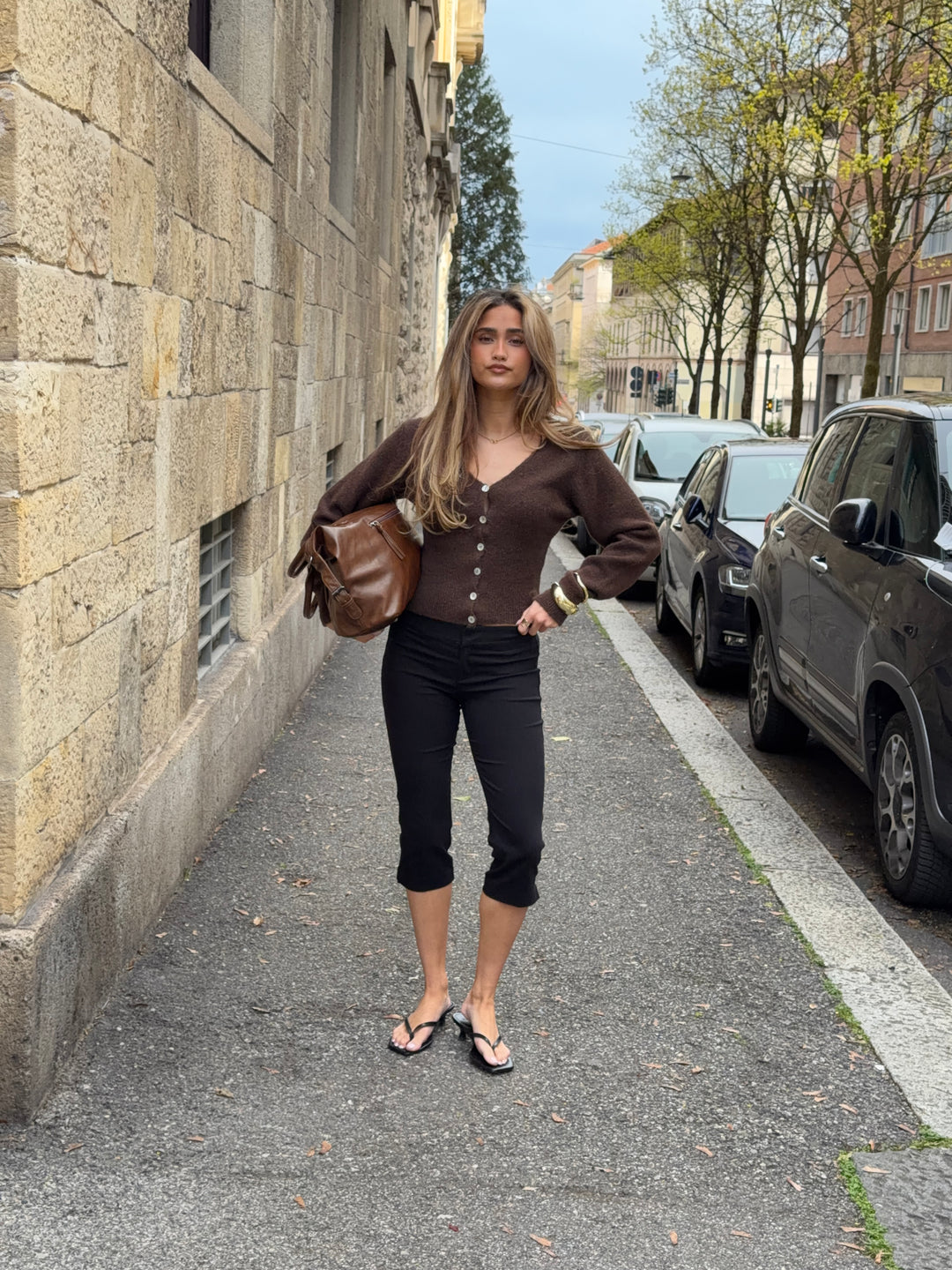 Vigga fitted cardigan - Mørkebrun