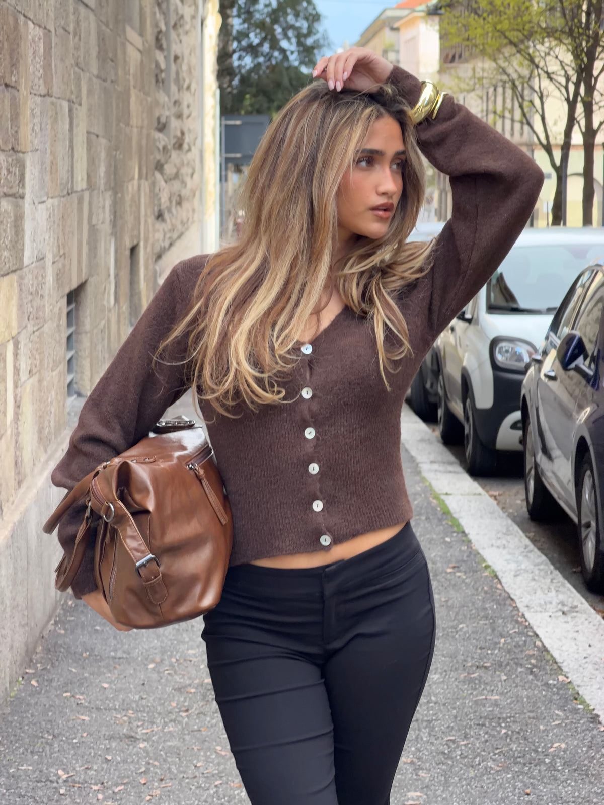 Vigga Fitted Cardigan Mørkebrun