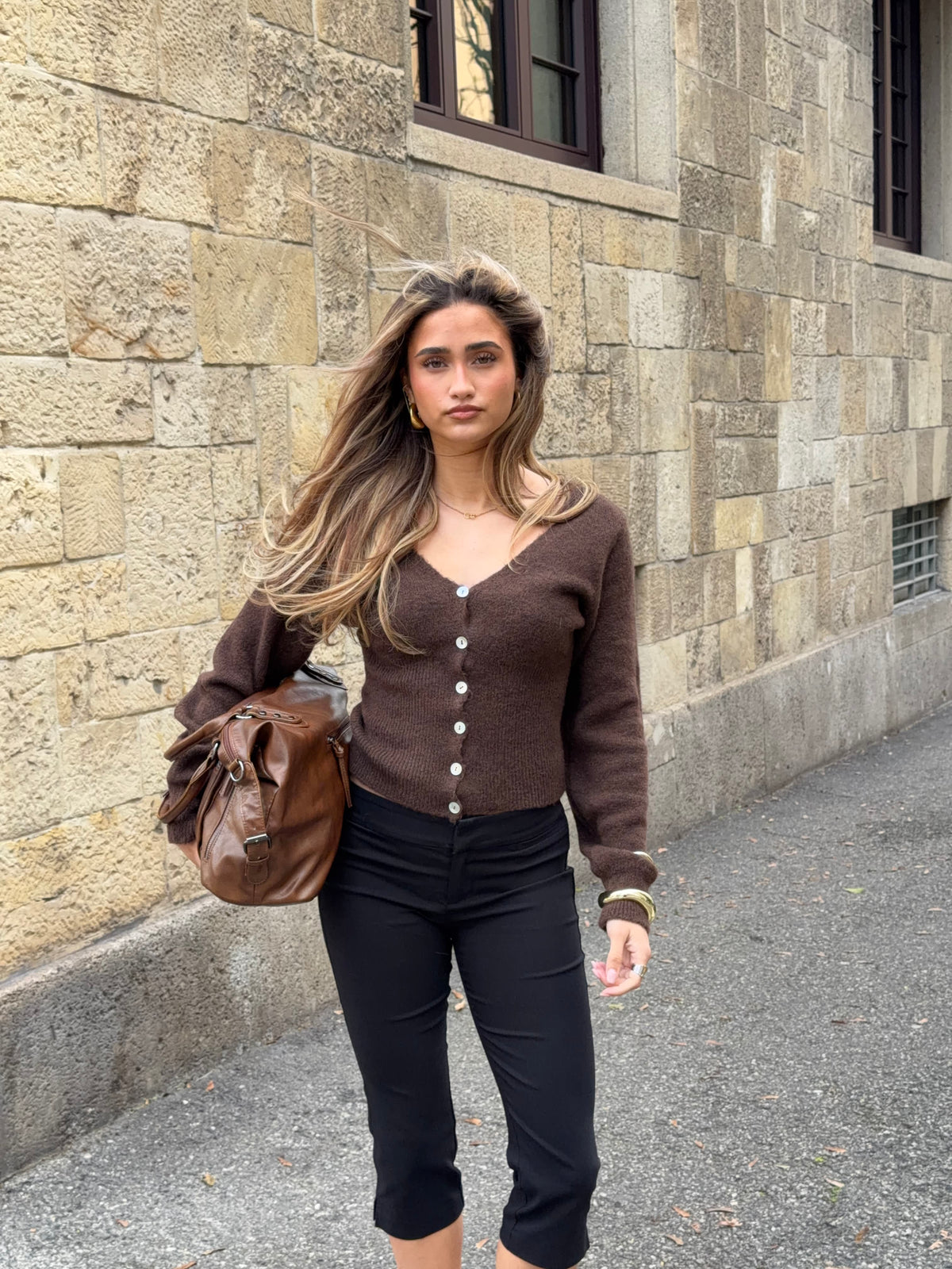Vigga Fitted Cardigan Mørkebrun