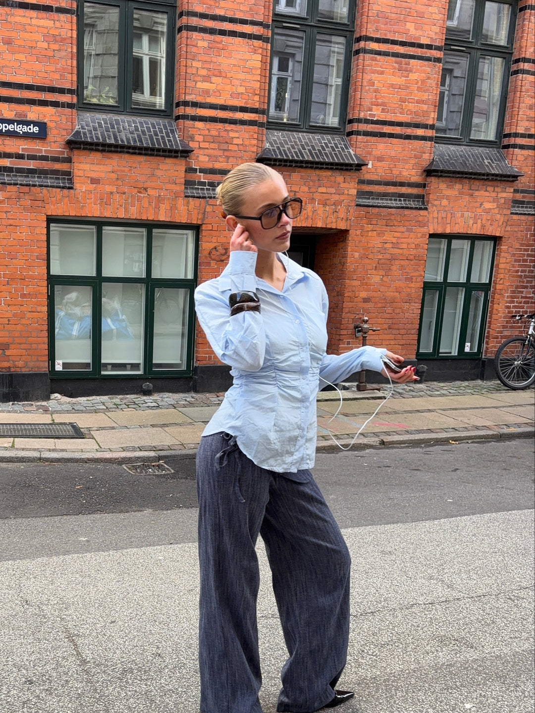 Chloe smock skjorte - Blå/Hvid