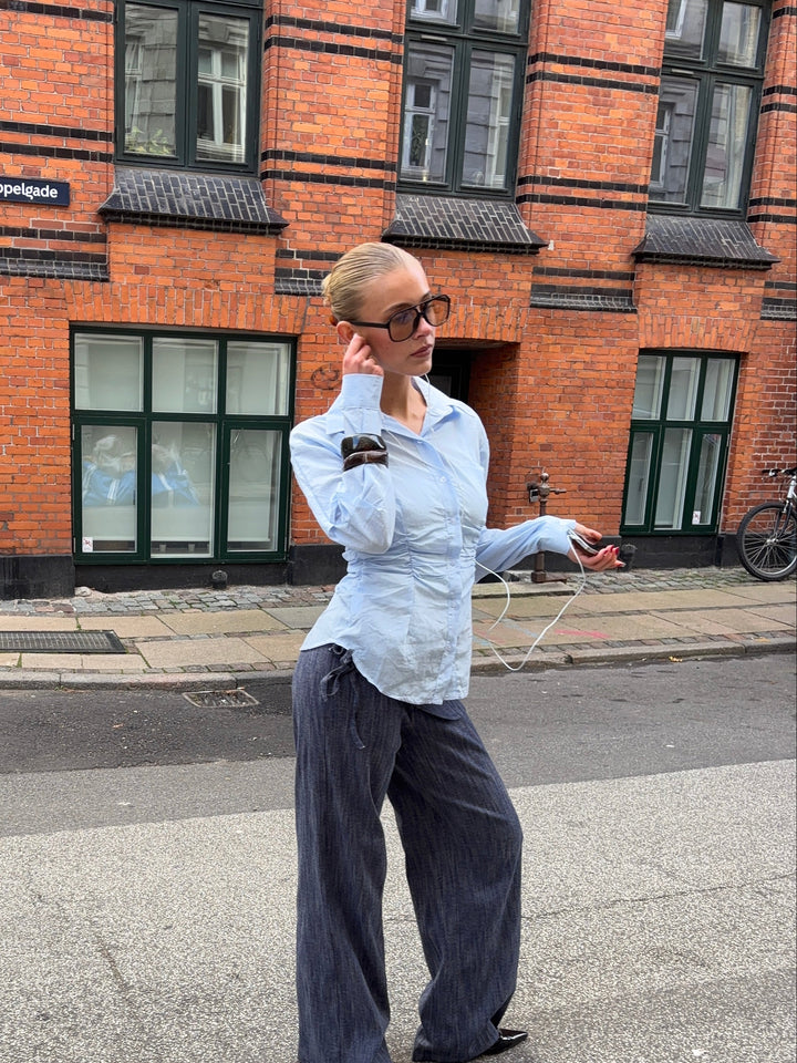 Chloe smock skjorte - Blå/Hvid