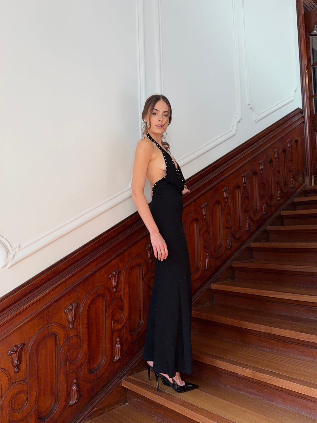 Frigg nitte maxi kjole - Sort