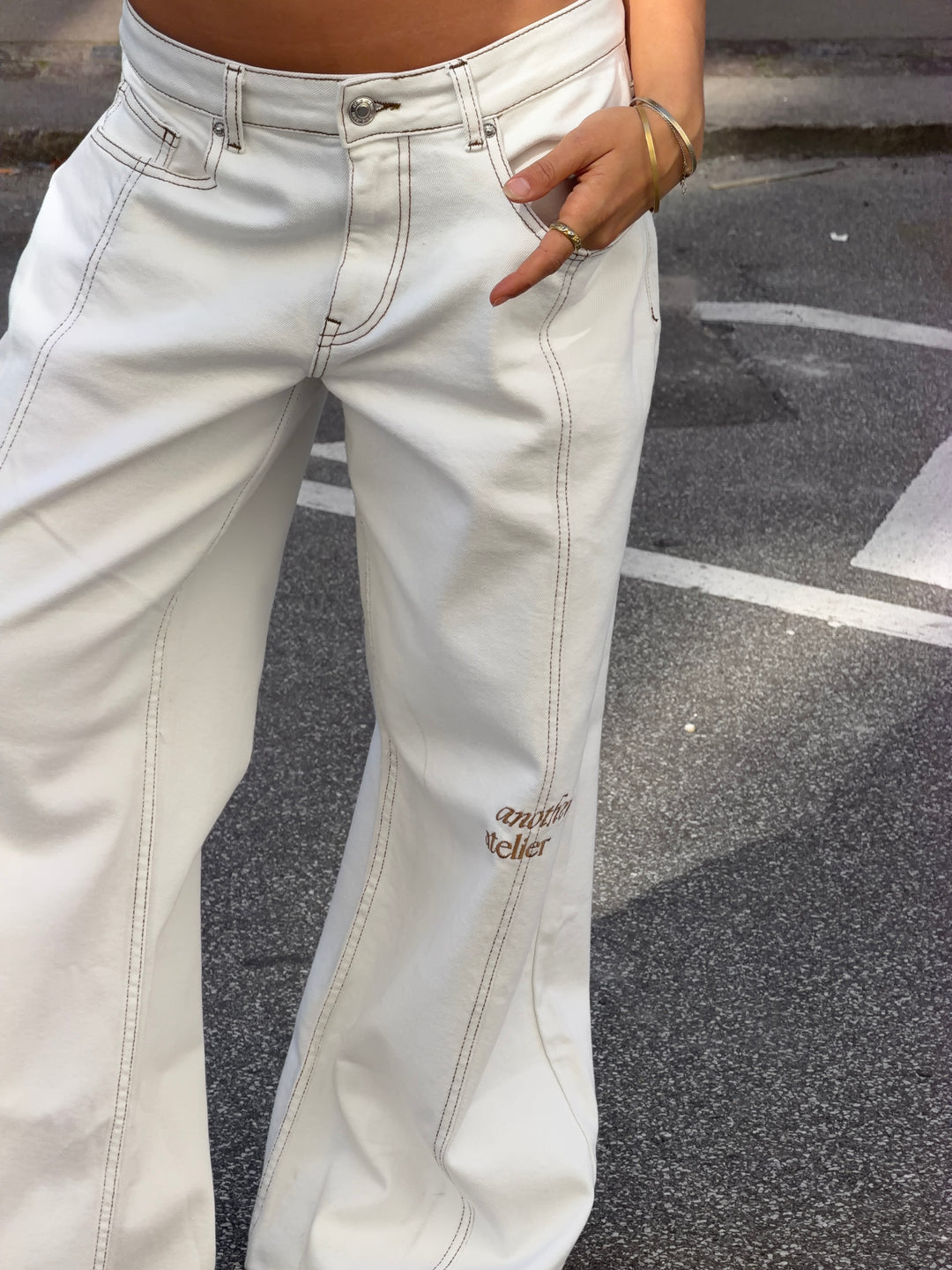 Estrid baggy denim jeans - Hvid