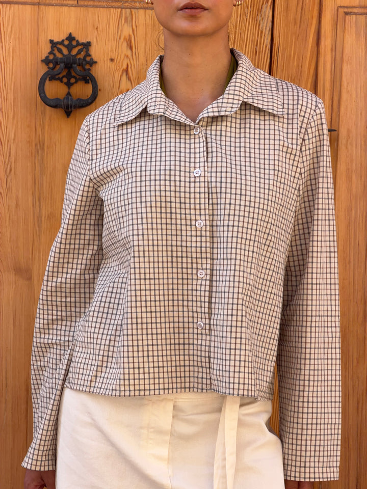 Lola ternet skjorte - Beige/Brun