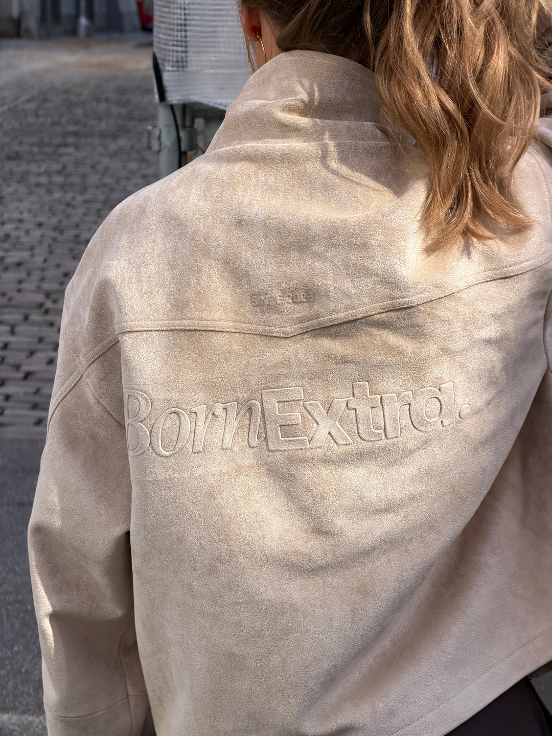 Leah high neck pu ruskindsjakke - Beige