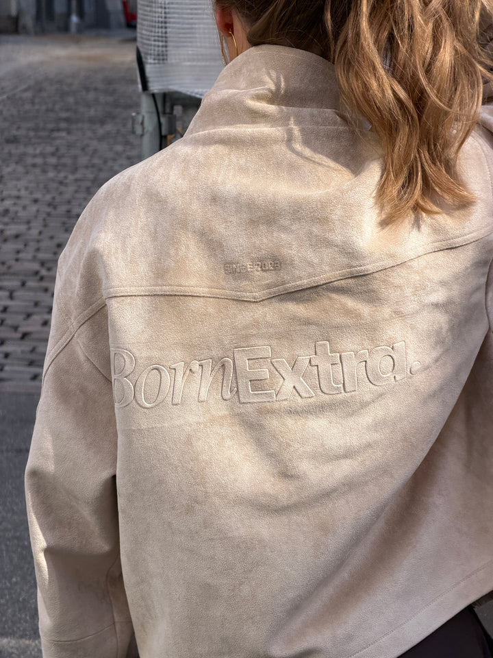 Leah high neck pu ruskindsjakke - Beige