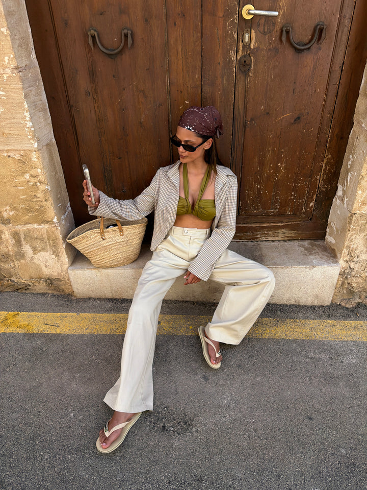 Lola ternet skjorte - Beige/Brun