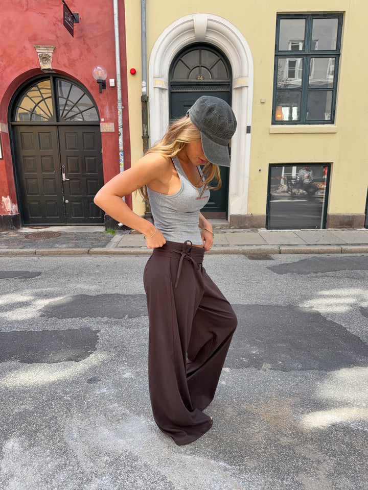 Gia løse bindebånds suit pant - Mørkebrun