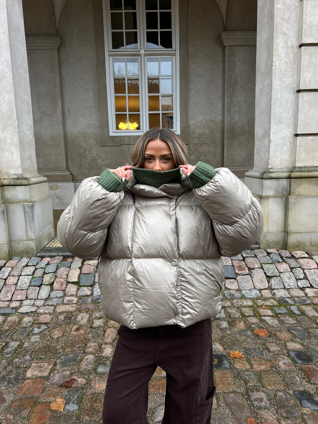 Ellinor puffer jakke - Sage