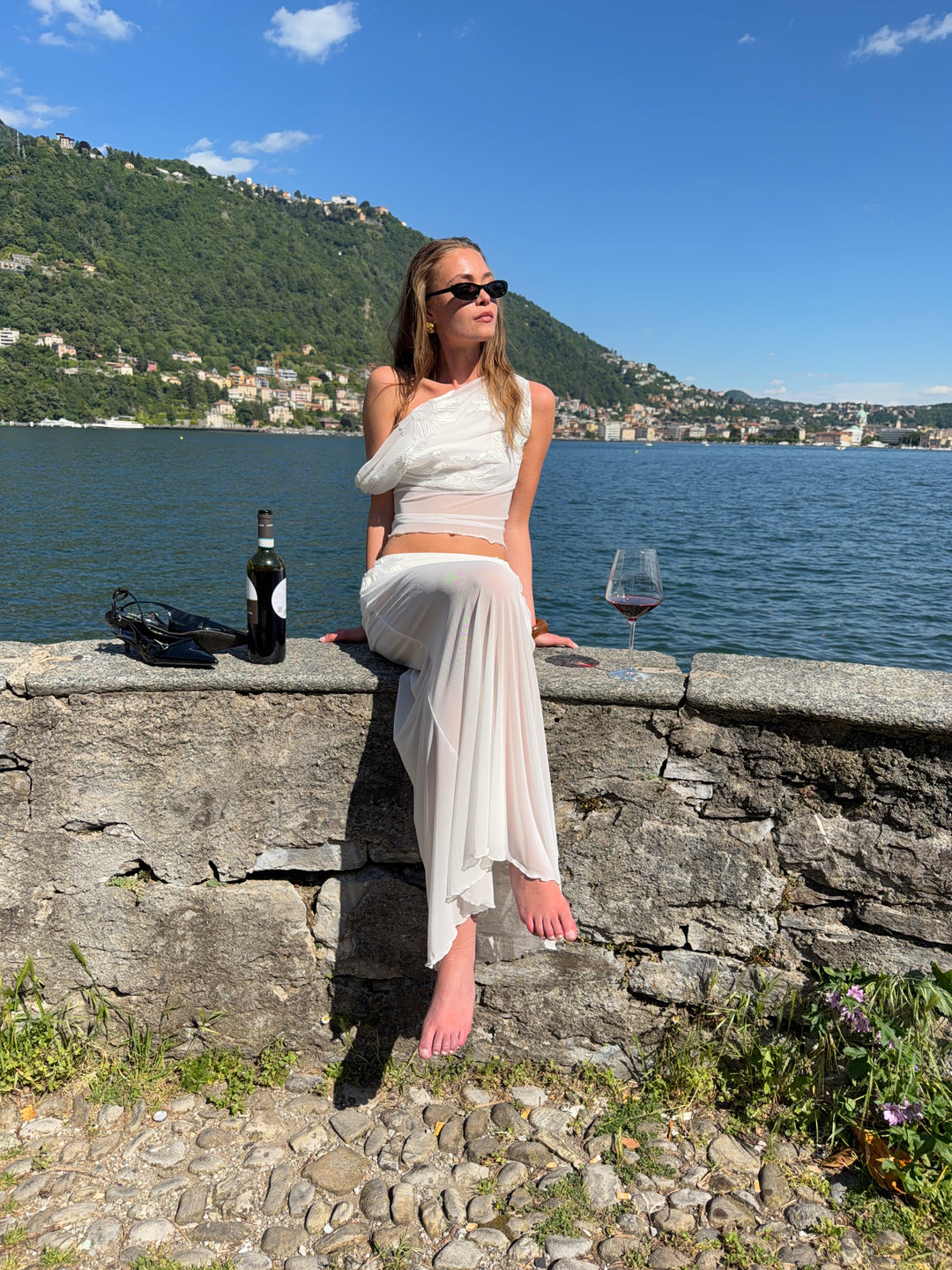 Kivo maxi mesh nederdel - Hvid