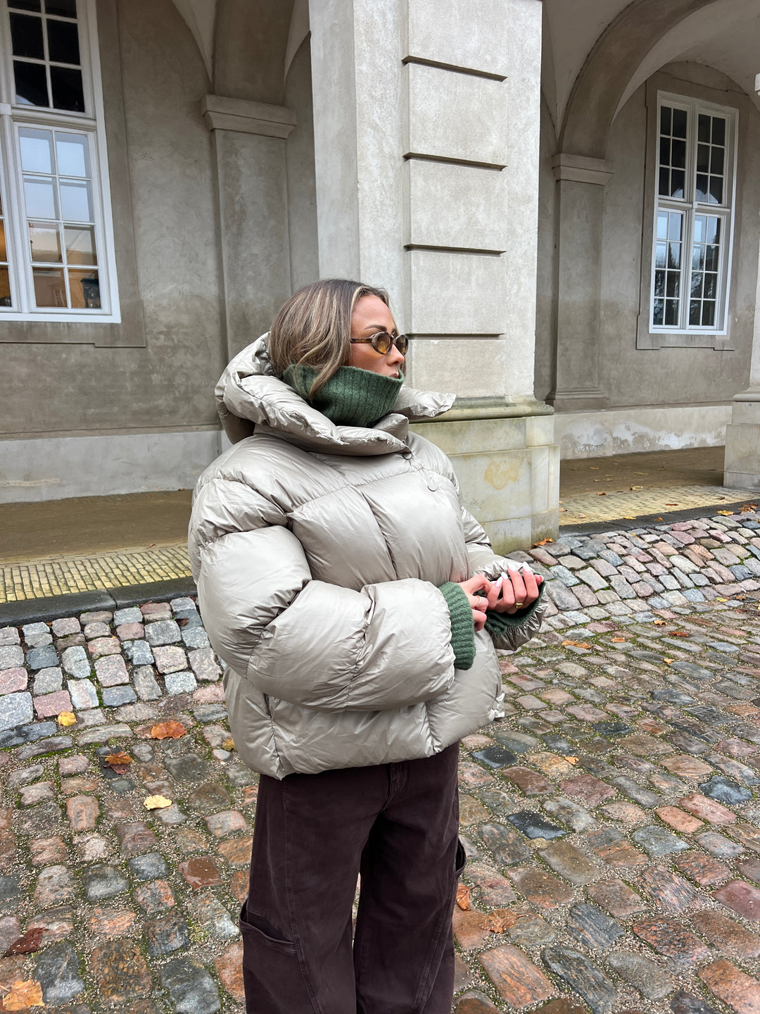 Ellinor puffer jakke - Sage