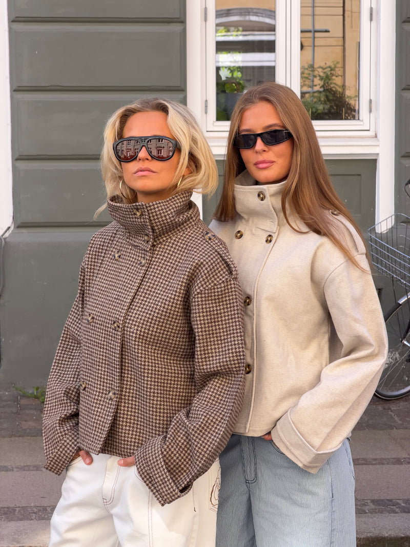Cleo funnel neck trenchcoat jakke - Lysegrå