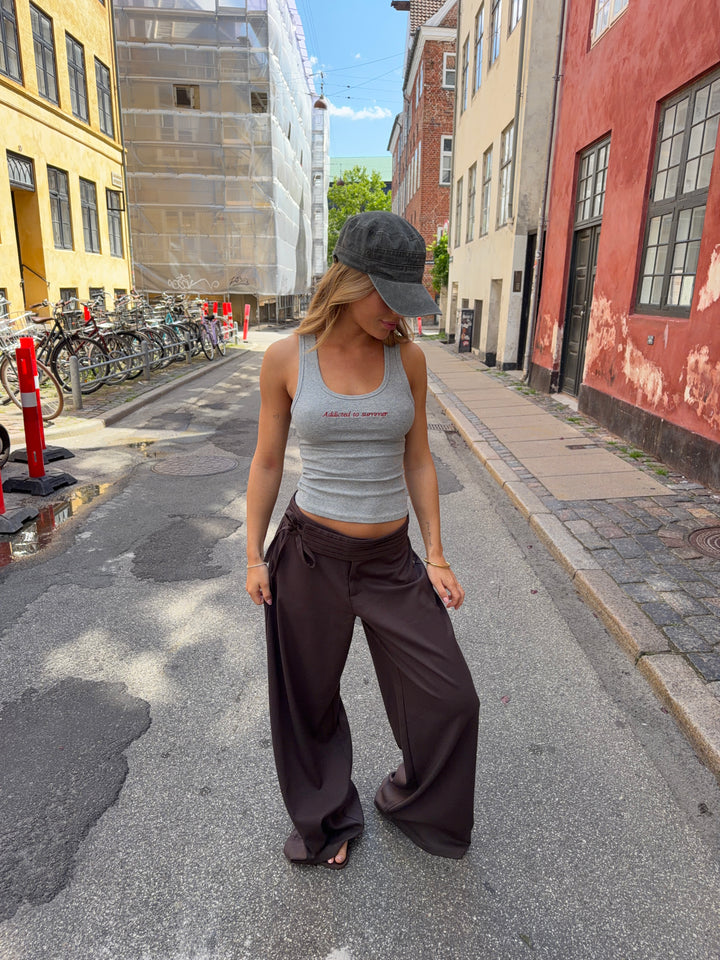 Gia løse bindebånds suit pant - Mørkebrun