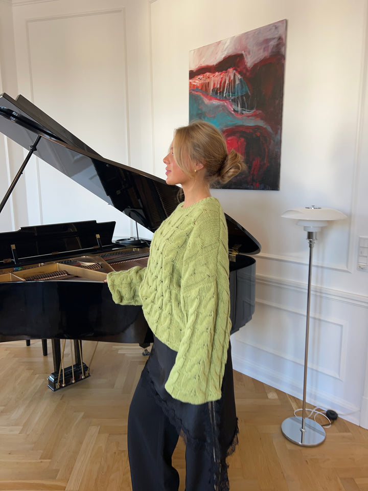 Anora chunky striktrøje - Limegrøn