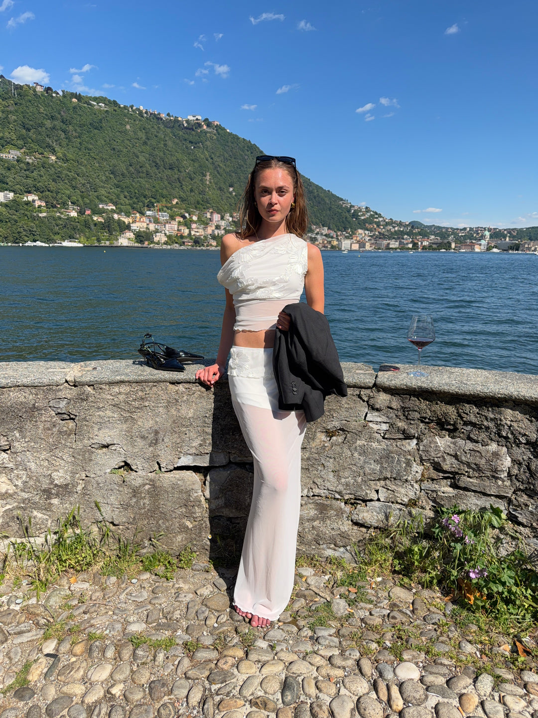Kivo mesh off shoulder top - Hvid