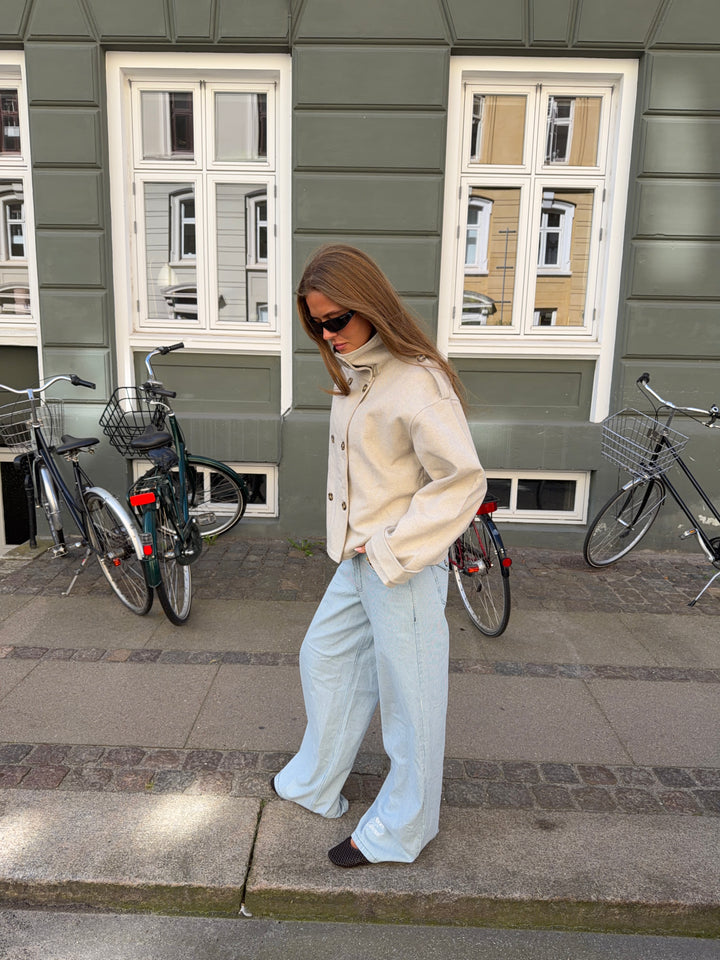 Cleo funnel neck trenchcoat jakke - Lysegrå